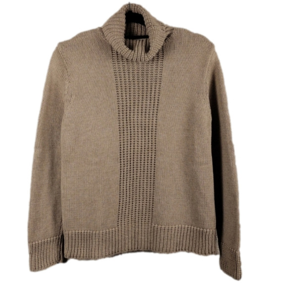 Liz Claiborne Tan Turtleneck Long Sleeve Pull Over Ribber Medium Knit Sweater - Picture 1 of 10